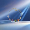 A golden chain bracelet set with multi-colored gemstones, a light luxury and fashionable ladies' jewelry Specification image